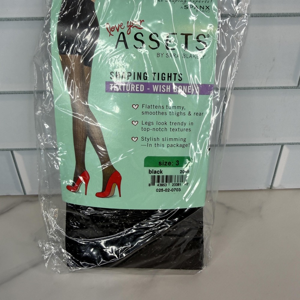 Assets By Sara Blakely Shaping Leggings Womens Size 3 Black Textured Wish Bone